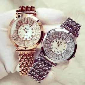 Spectacle Deluxe Austrian Crystal Stainless Steel Luxury Ladies Watch in Two Colors for Woman