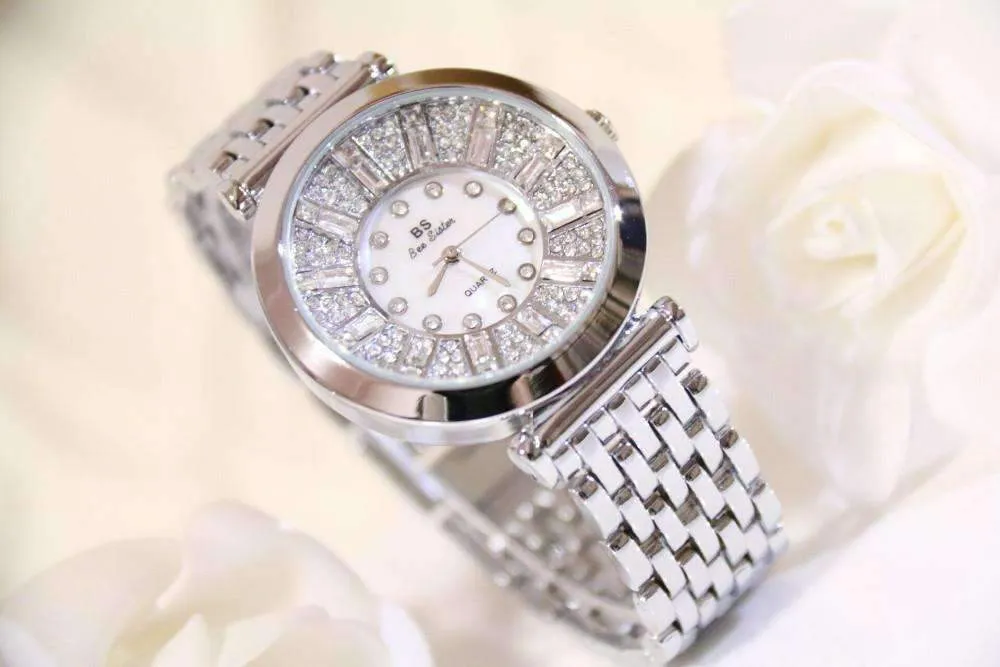 Spectacle Deluxe Austrian Crystal Stainless Steel Luxury Ladies Watch in Two Colors for Woman