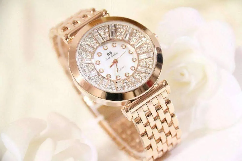 Spectacle Deluxe Austrian Crystal Stainless Steel Luxury Ladies Watch in Two Colors for Woman