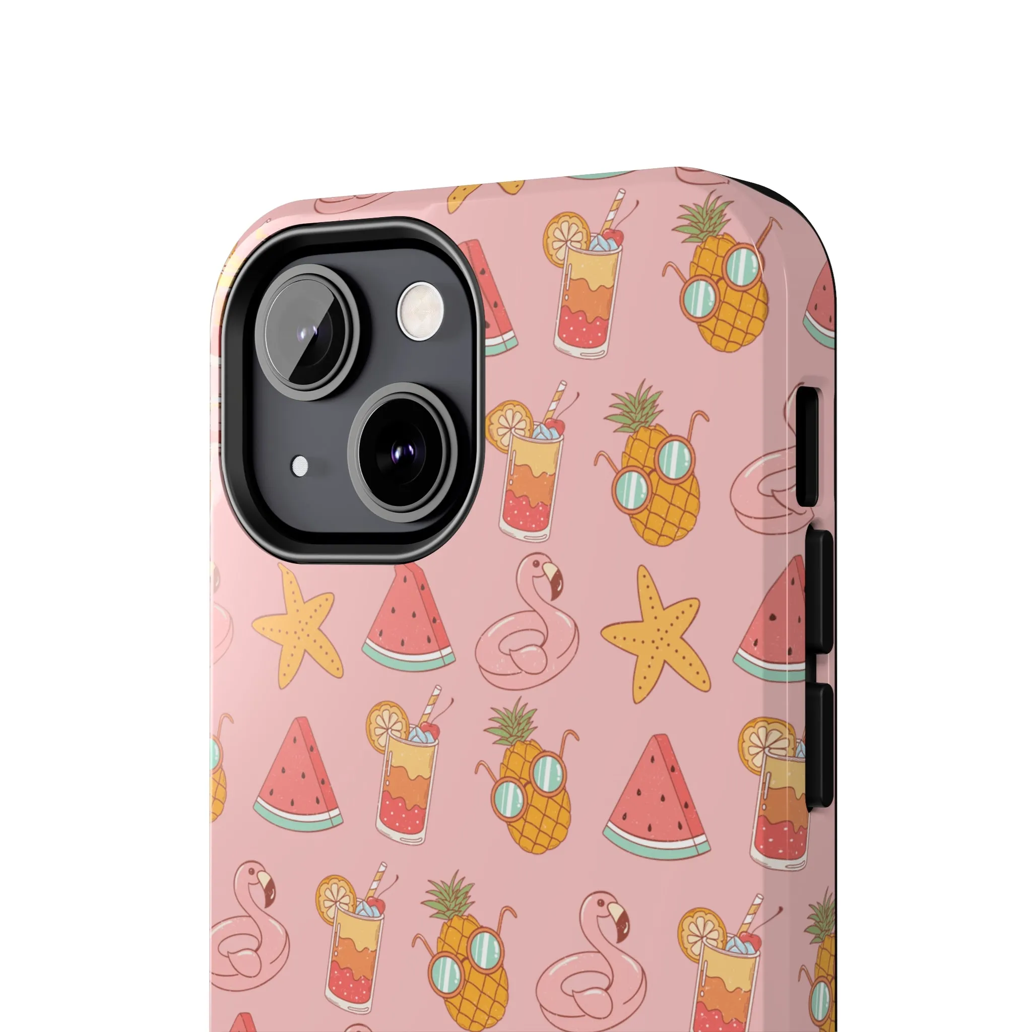 Summer icons iPhone Case, Cute Pink Summer Phone Cover, Beach-Inspired Protective Case for iPhone Models, Tough iPhone Case