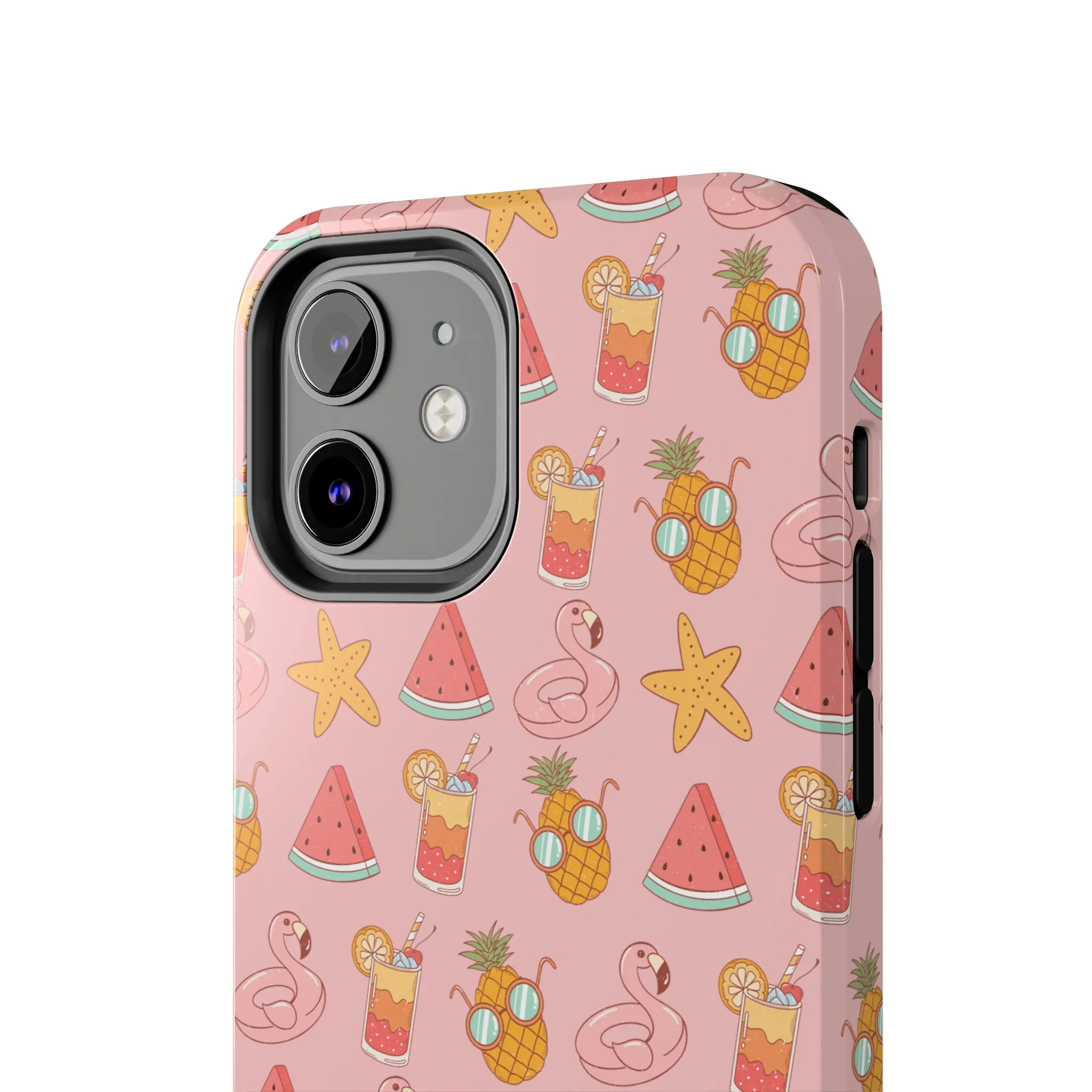 Summer icons iPhone Case, Cute Pink Summer Phone Cover, Beach-Inspired Protective Case for iPhone Models, Tough iPhone Case