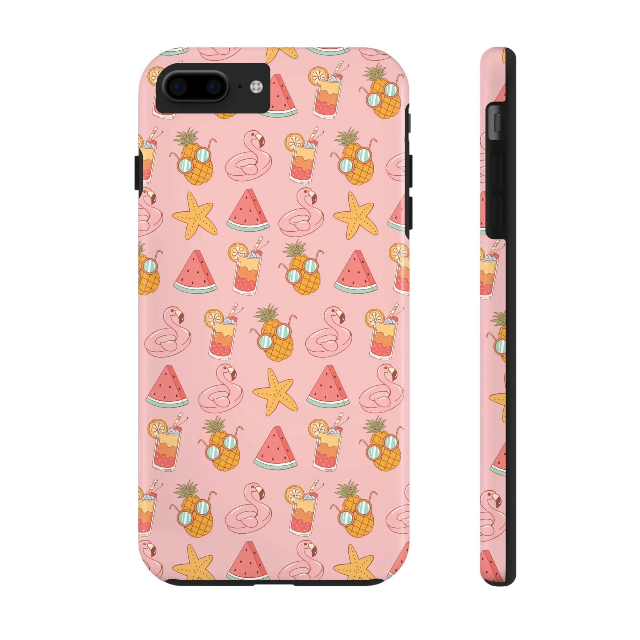 Summer icons iPhone Case, Cute Pink Summer Phone Cover, Beach-Inspired Protective Case for iPhone Models, Tough iPhone Case