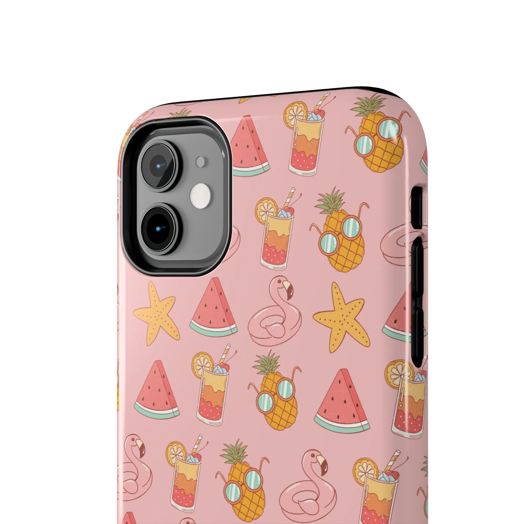 Summer icons iPhone Case, Cute Pink Summer Phone Cover, Beach-Inspired Protective Case for iPhone Models, Tough iPhone Case