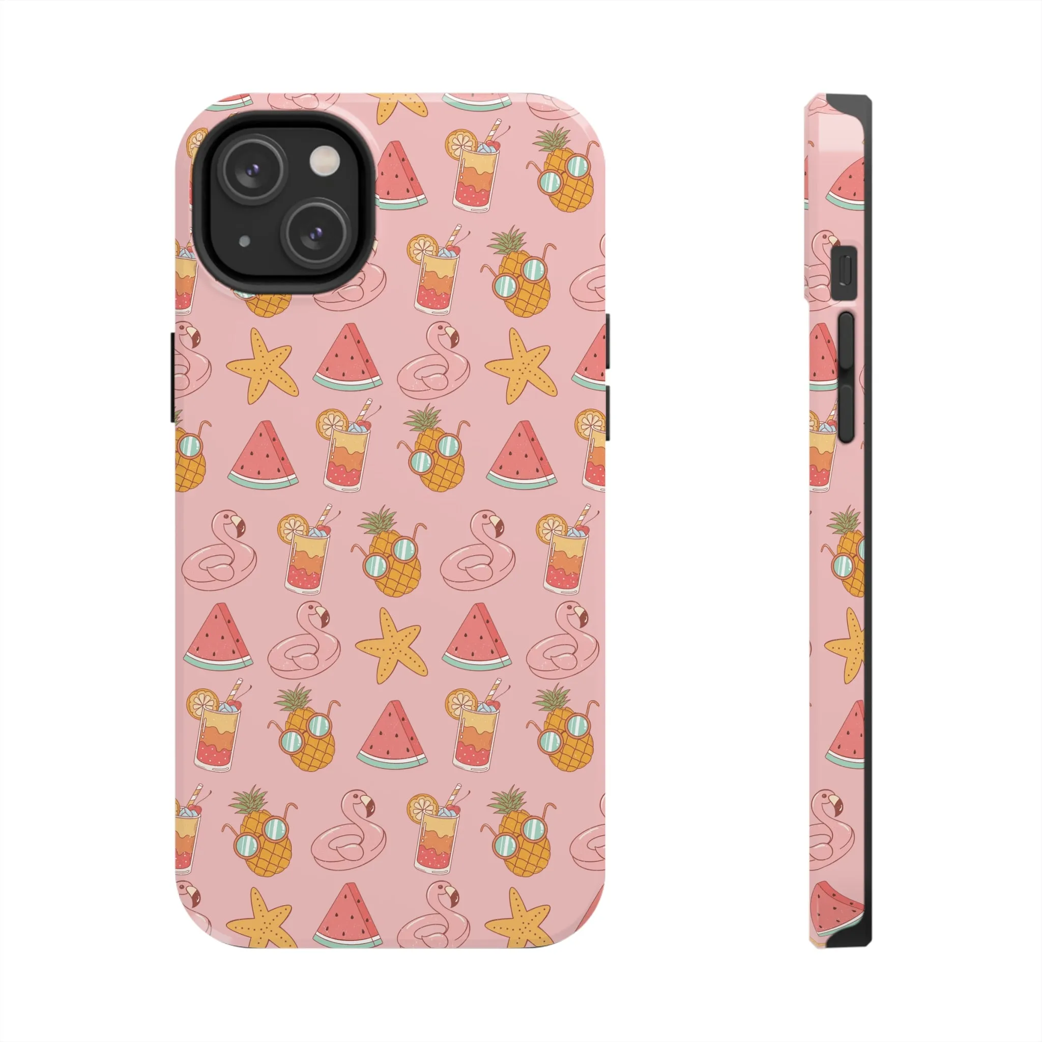 Summer icons iPhone Case, Cute Pink Summer Phone Cover, Beach-Inspired Protective Case for iPhone Models, Tough iPhone Case