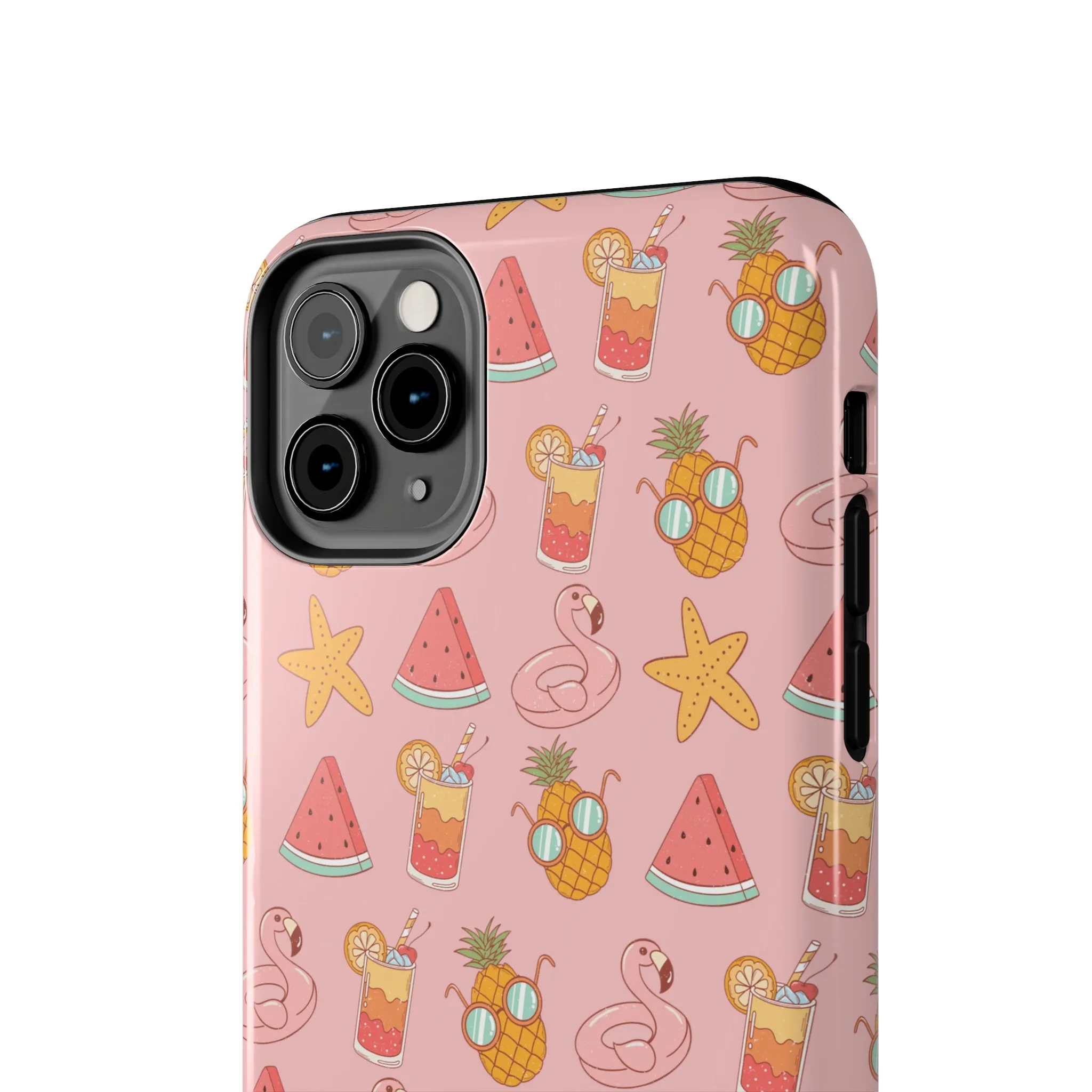 Summer icons iPhone Case, Cute Pink Summer Phone Cover, Beach-Inspired Protective Case for iPhone Models, Tough iPhone Case