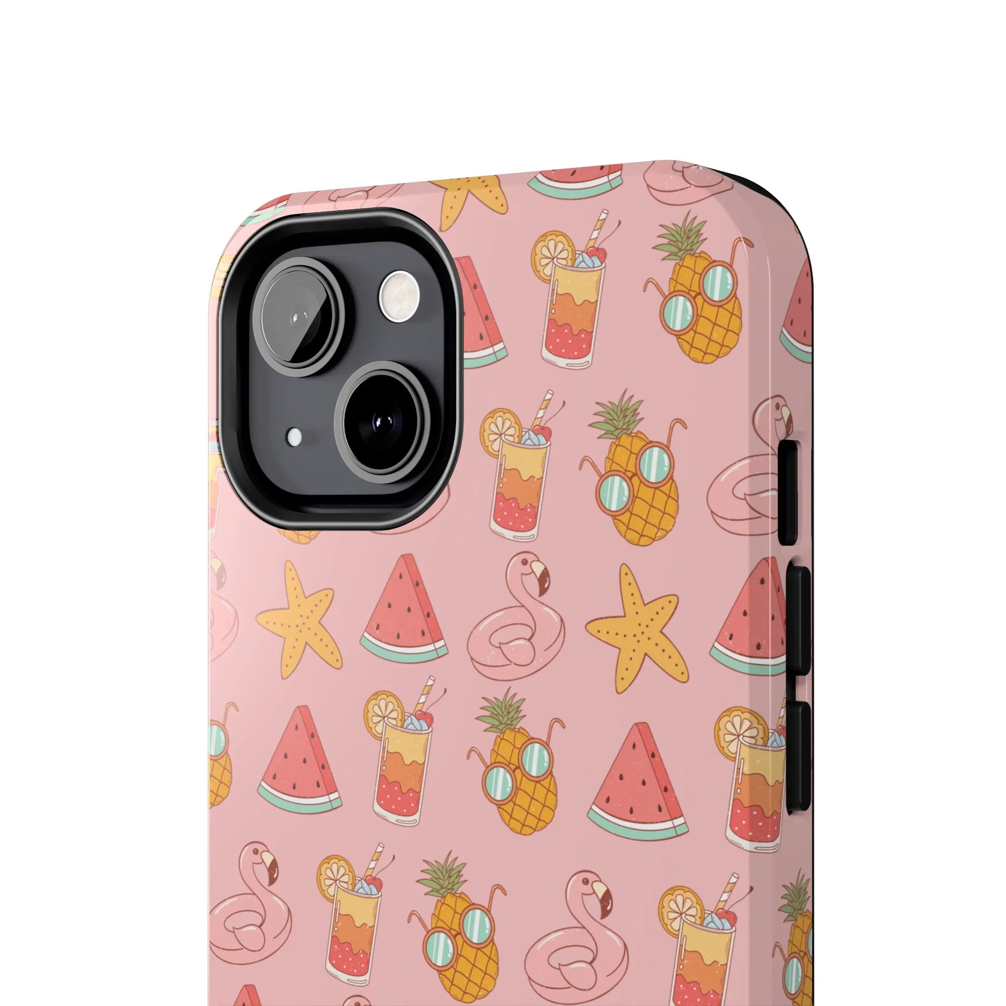 Summer icons iPhone Case, Cute Pink Summer Phone Cover, Beach-Inspired Protective Case for iPhone Models, Tough iPhone Case