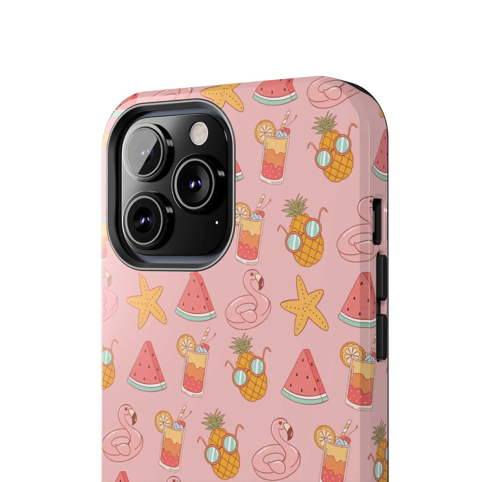 Summer icons iPhone Case, Cute Pink Summer Phone Cover, Beach-Inspired Protective Case for iPhone Models, Tough iPhone Case