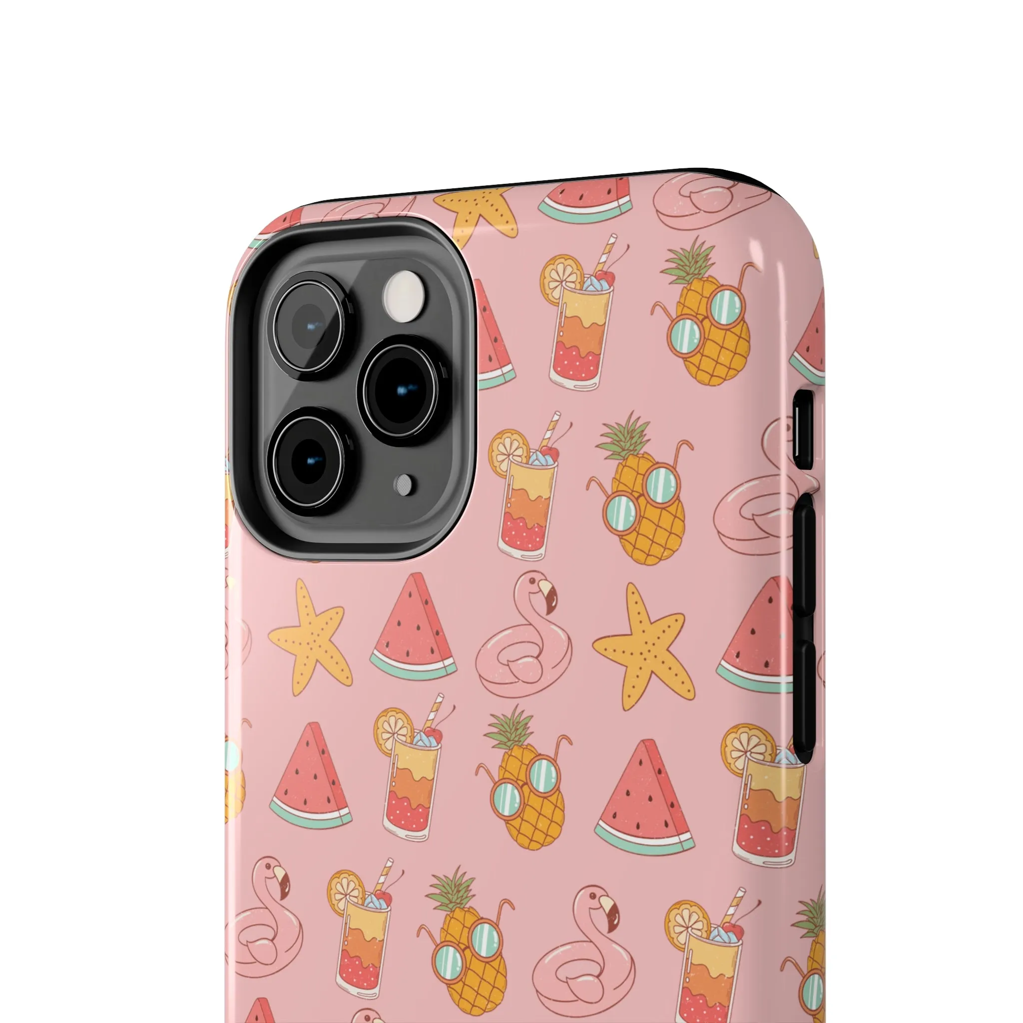 Summer icons iPhone Case, Cute Pink Summer Phone Cover, Beach-Inspired Protective Case for iPhone Models, Tough iPhone Case