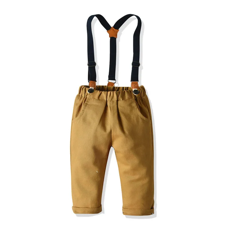 Summer Spring Baby Boys 2 Pieces Cotton Suspenders Pants Suit