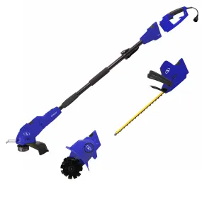 Sun Joe GTS4000E-SJB Electric Lawn Care System | Pole Hedge Trimmer | Grass Trimmer | Garden Tiller (Blue)