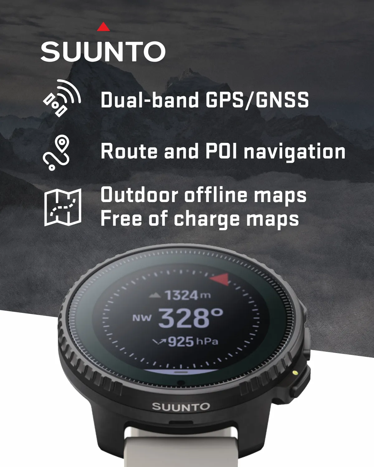 Suunto Vertical Adventure GPS Watch, All Black, Large Screen, Offline Maps with Wearable4U Power Bank SQ Bundle