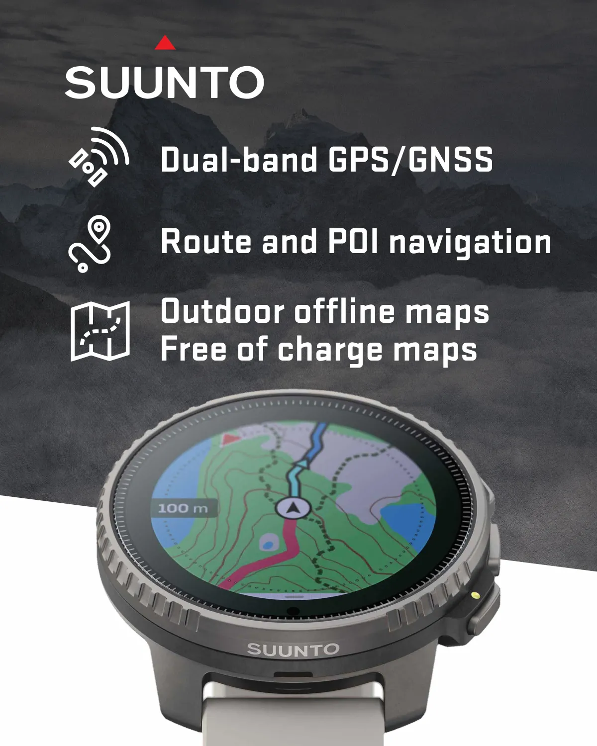 Suunto Vertical Adventure GPS Watch, All Black, Large Screen, Offline Maps with Wearable4U Power Bank SQ Bundle