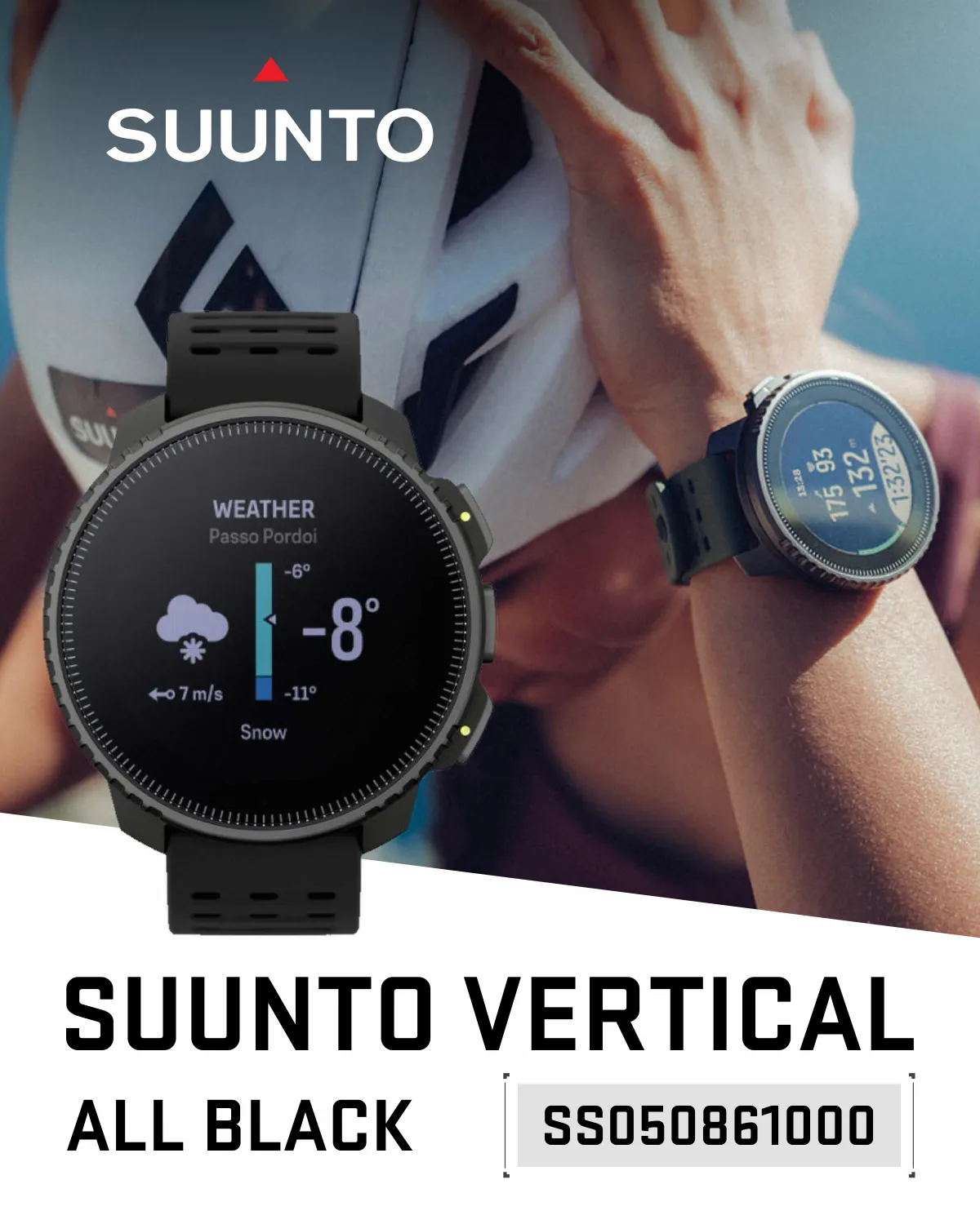 Suunto Vertical Adventure GPS Watch, All Black, Large Screen, Offline Maps with Wearable4U Power Bank SQ Bundle