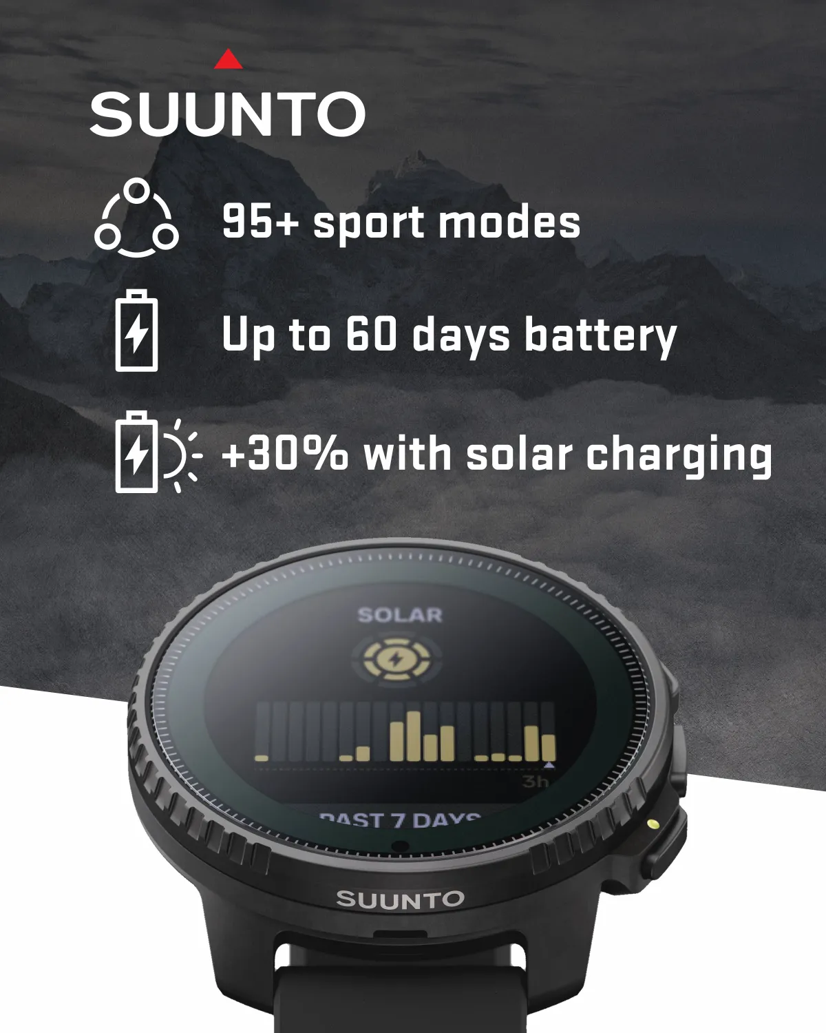 Suunto Vertical Adventure GPS Watch, All Black, Large Screen, Offline Maps with Wearable4U Power Bank SQ Bundle