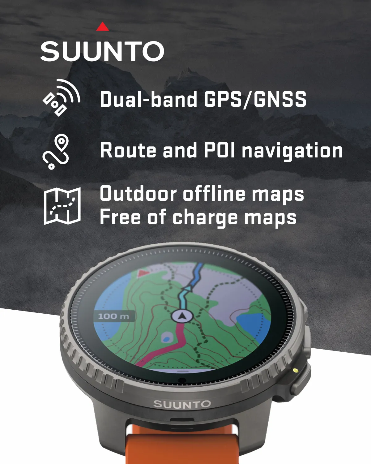 Suunto Vertical Adventure GPS Watch, All Black, Large Screen, Offline Maps with Wearable4U Power Bank SQ Bundle