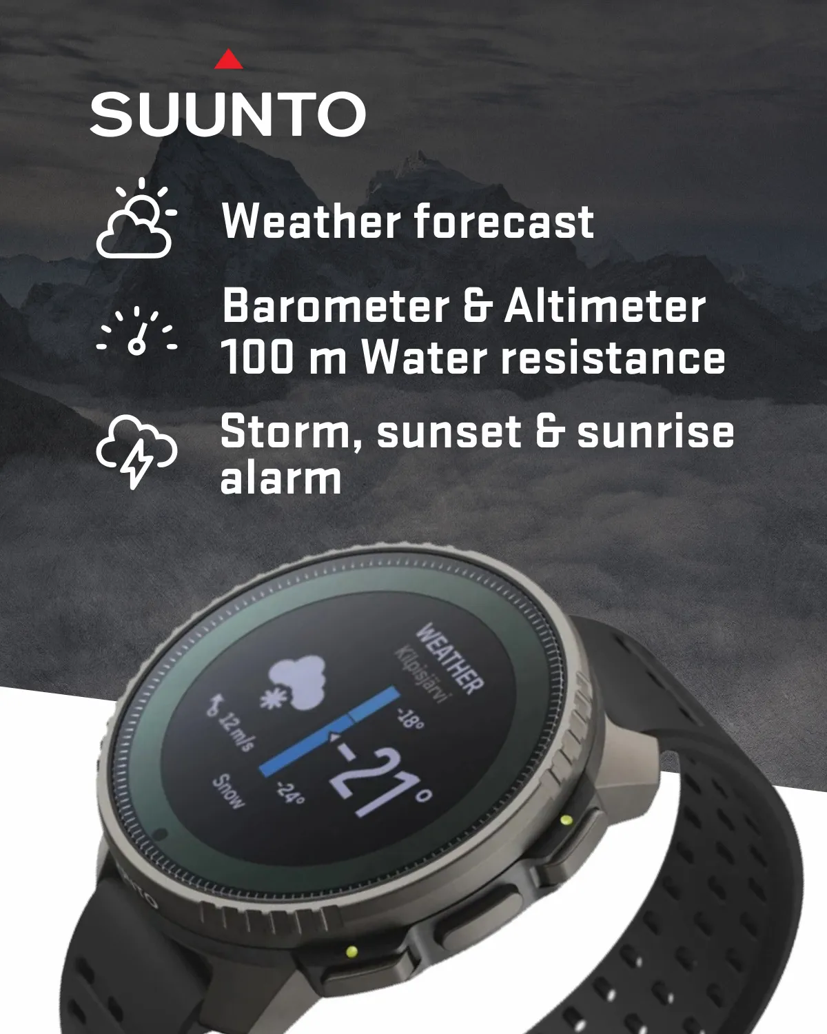 Suunto Vertical Adventure GPS Watch, All Black, Large Screen, Offline Maps with Wearable4U Power Bank SQ Bundle