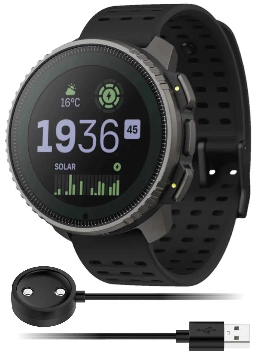 Suunto Vertical Adventure GPS Watch, All Black, Large Screen, Offline Maps with Wearable4U Power Bank SQ Bundle