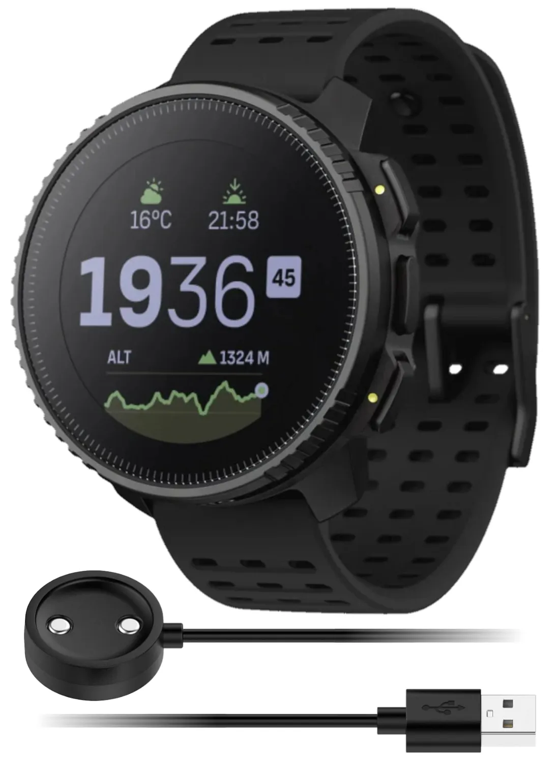 Suunto Vertical Adventure GPS Watch, All Black, Large Screen, Offline Maps with Wearable4U Power Bank SQ Bundle