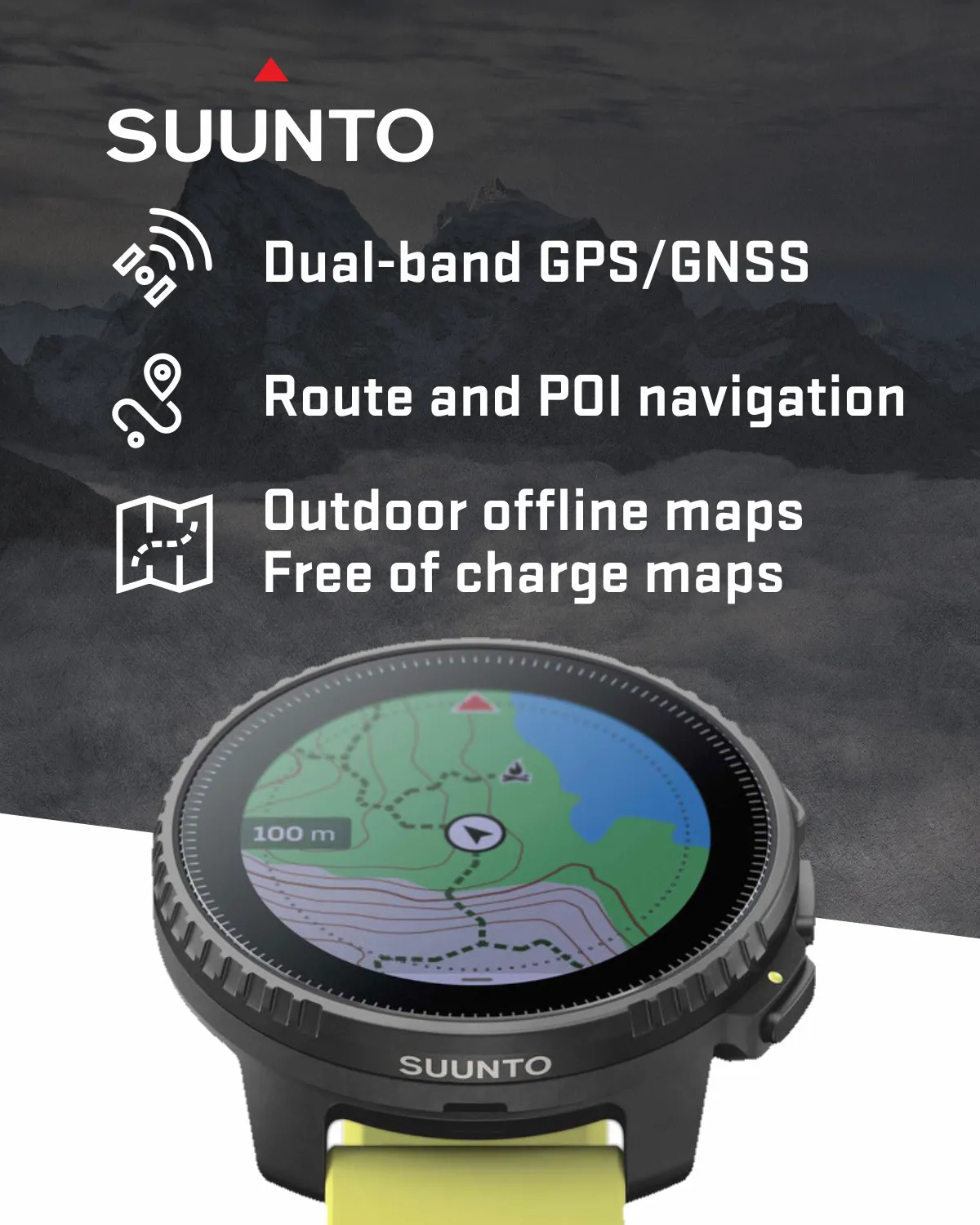 Suunto Vertical Adventure GPS Watch, All Black, Large Screen, Offline Maps with Wearable4U Power Bank SQ Bundle