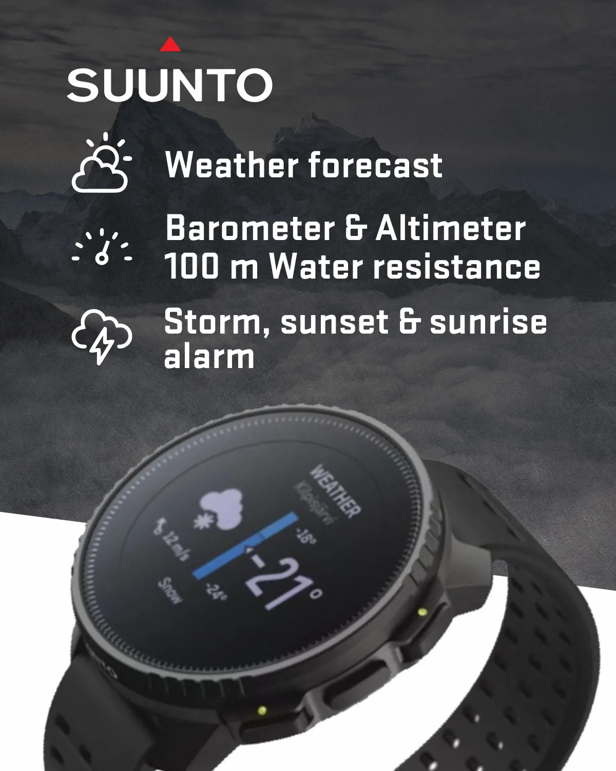 Suunto Vertical Adventure GPS Watch, All Black, Large Screen, Offline Maps with Wearable4U Power Bank SQ Bundle