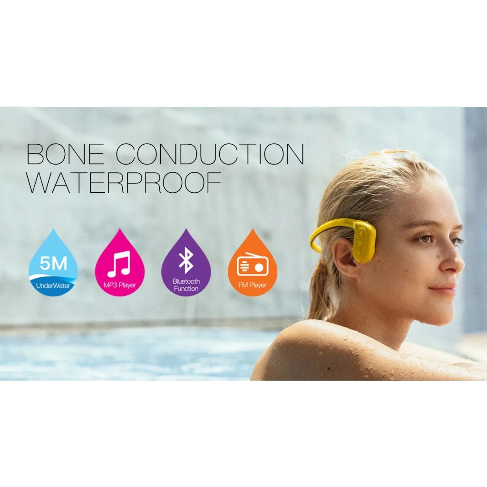 Tayogo W02 Swimming Bone Conduction Headphone with Bluetooth & 8GB Memeory & FM Function