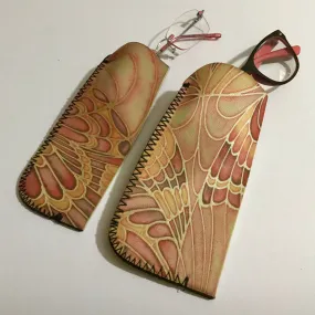 Terracotta Butterfly glasses case - slip-on padded glasses cover - reading or large glasses cover