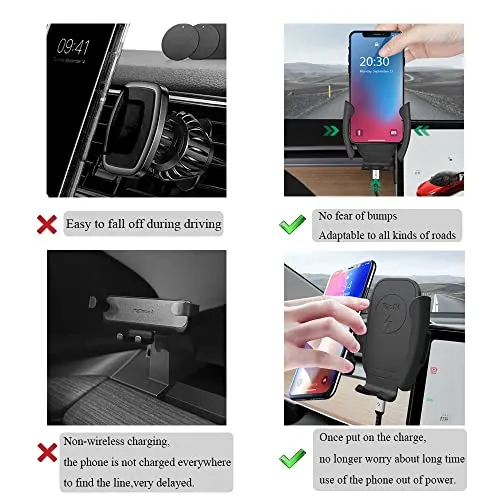 Tesla for Model 3 Model Y Cellphone Mount Stand Wireless Charge Cell Phone Holder Without Noise for Model 3 Model Y Accessories