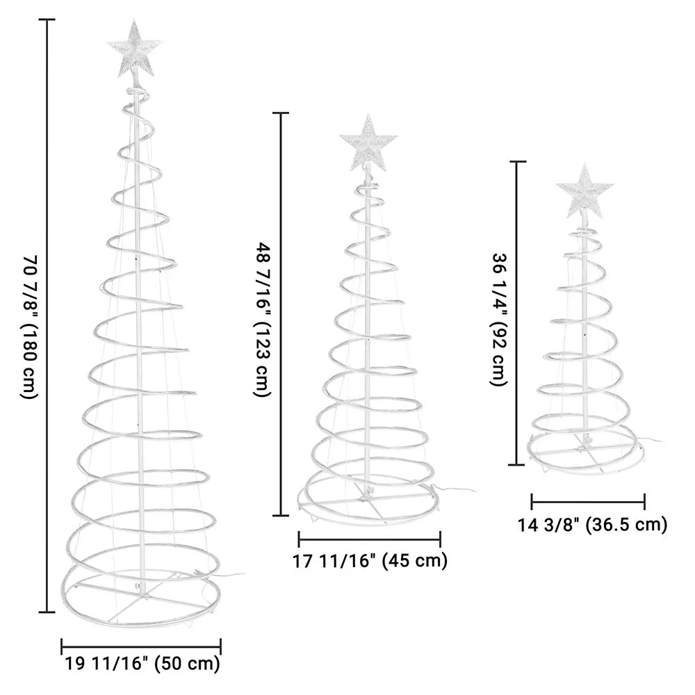 TheLAShop Set(3) LED Spiral Christmas Trees USB Powered