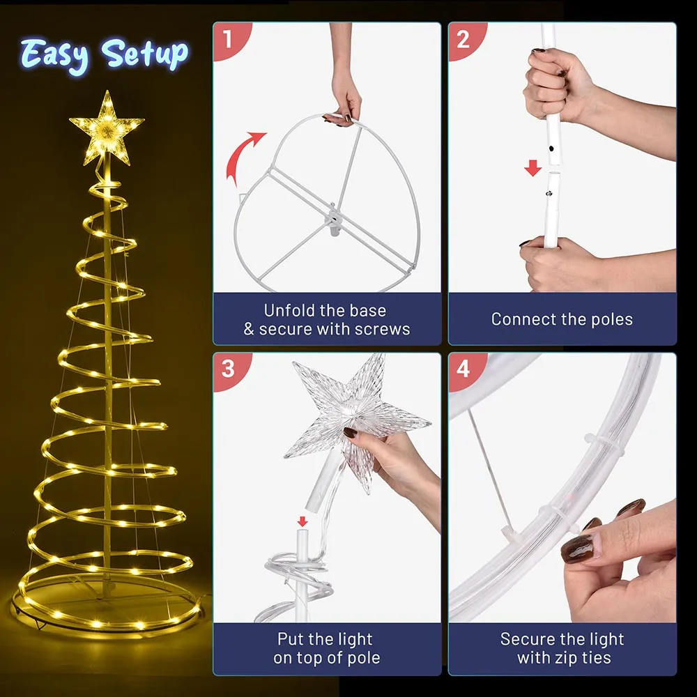 TheLAShop Set(3) LED Spiral Christmas Trees USB Powered