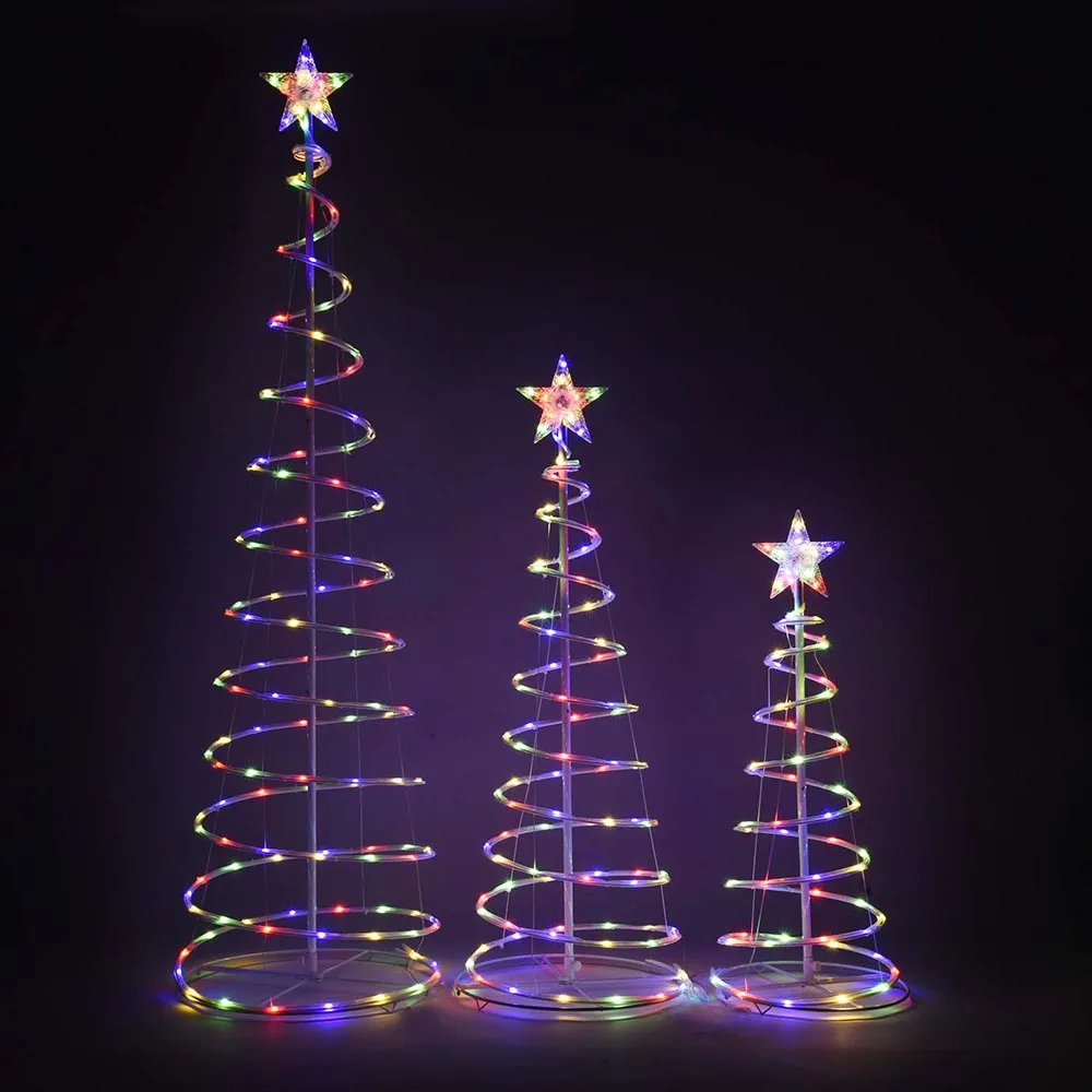 TheLAShop Set(3) LED Spiral Christmas Trees USB Powered