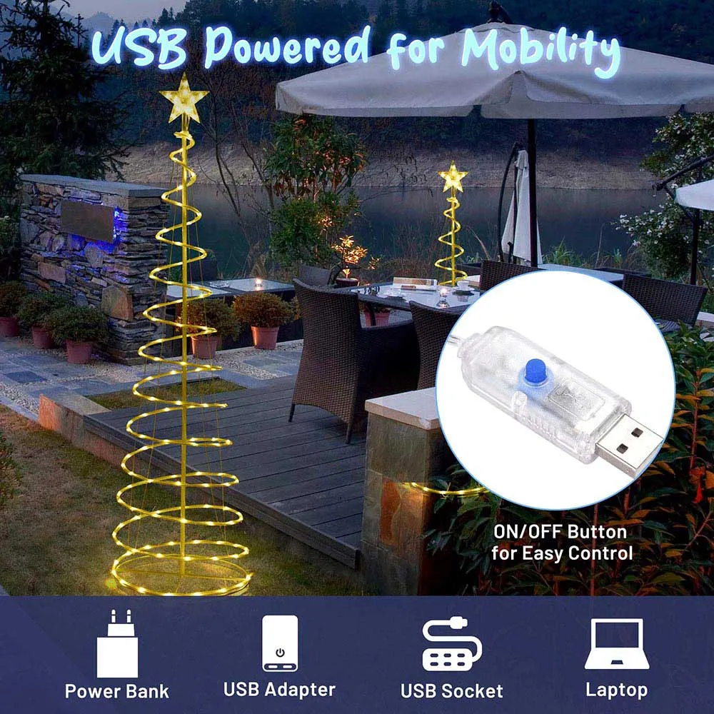 TheLAShop Set(3) LED Spiral Christmas Trees USB Powered