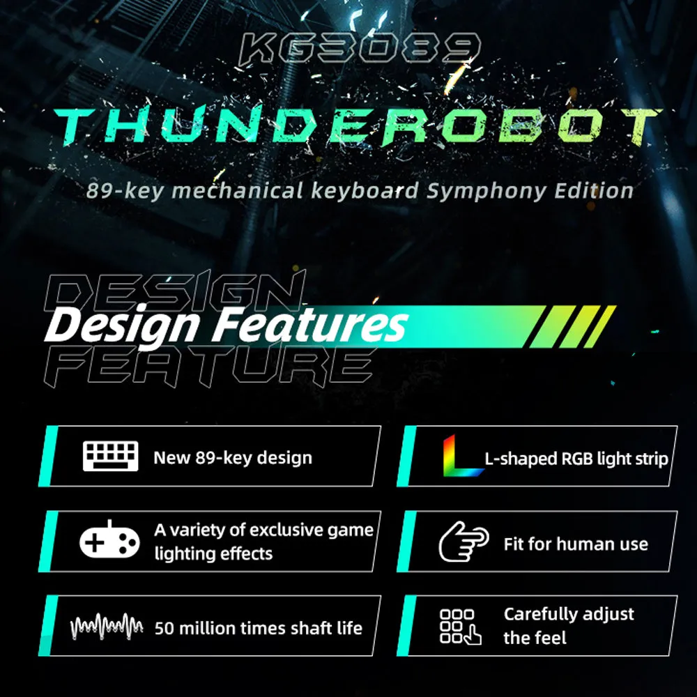 Thunderobot Mechanical Wired Gaming Keyboard KG3089R Blue Switch