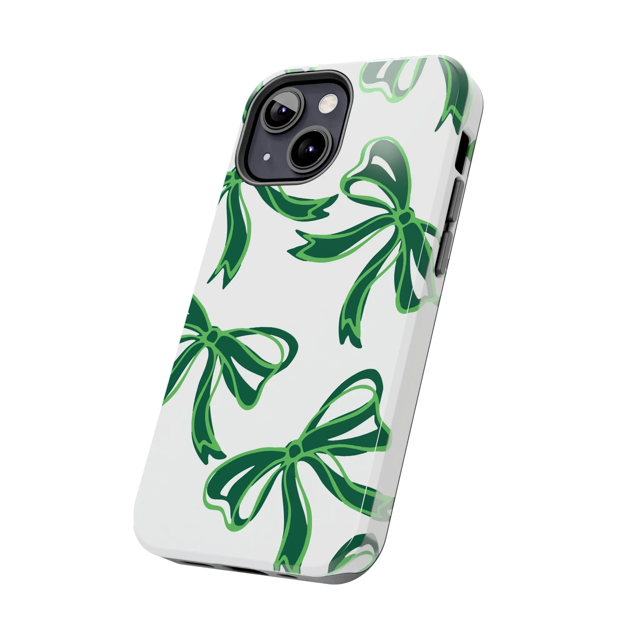 Trendy Bow Phone Case, Bed Party Bow Iphone case, Bow Phone Case, - Binghamton, BING, Bearcats, green and white