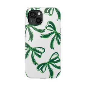 Trendy Bow Phone Case, Bed Party Bow Iphone case, Bow Phone Case, - Binghamton, BING, Bearcats, green and white