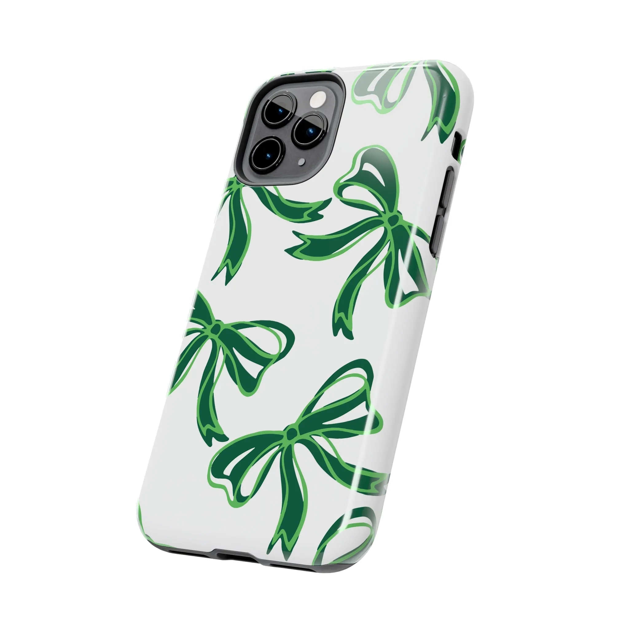 Trendy Bow Phone Case, Bed Party Bow Iphone case, Bow Phone Case, - Binghamton, BING, Bearcats, green and white