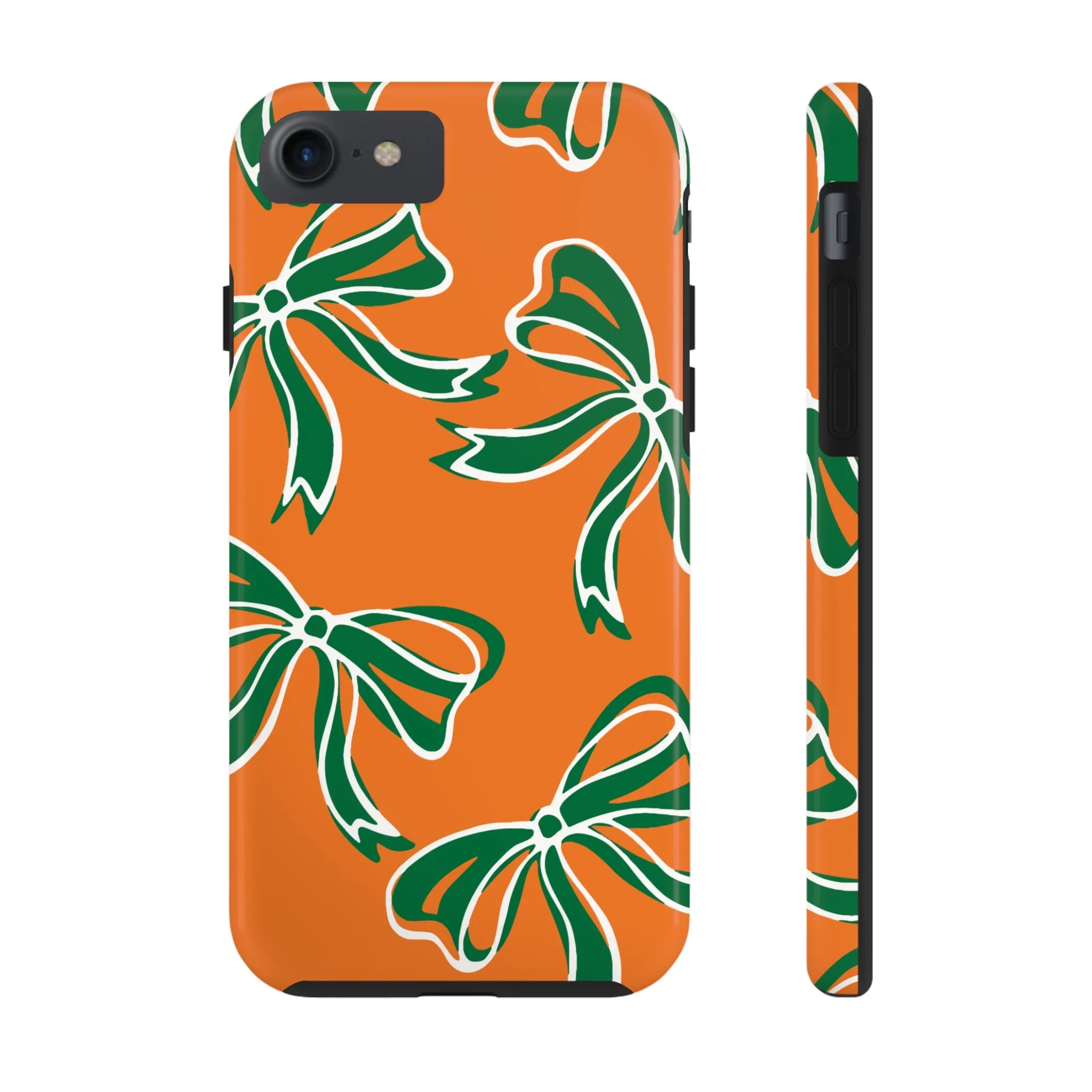 Trendy Bow Phone Case, Bed Party Bow Iphone case, Bow Phone Case, - Miami Hurricanes, 305, Miami, Orange and Green