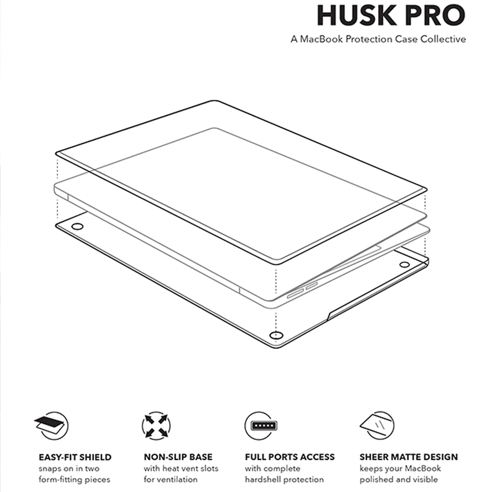 Uniq Husk Pro Claro Case for Macbook Pro 16" ( 2019 ) - Matte Clear Dove (Barcode: 8886463673423 )