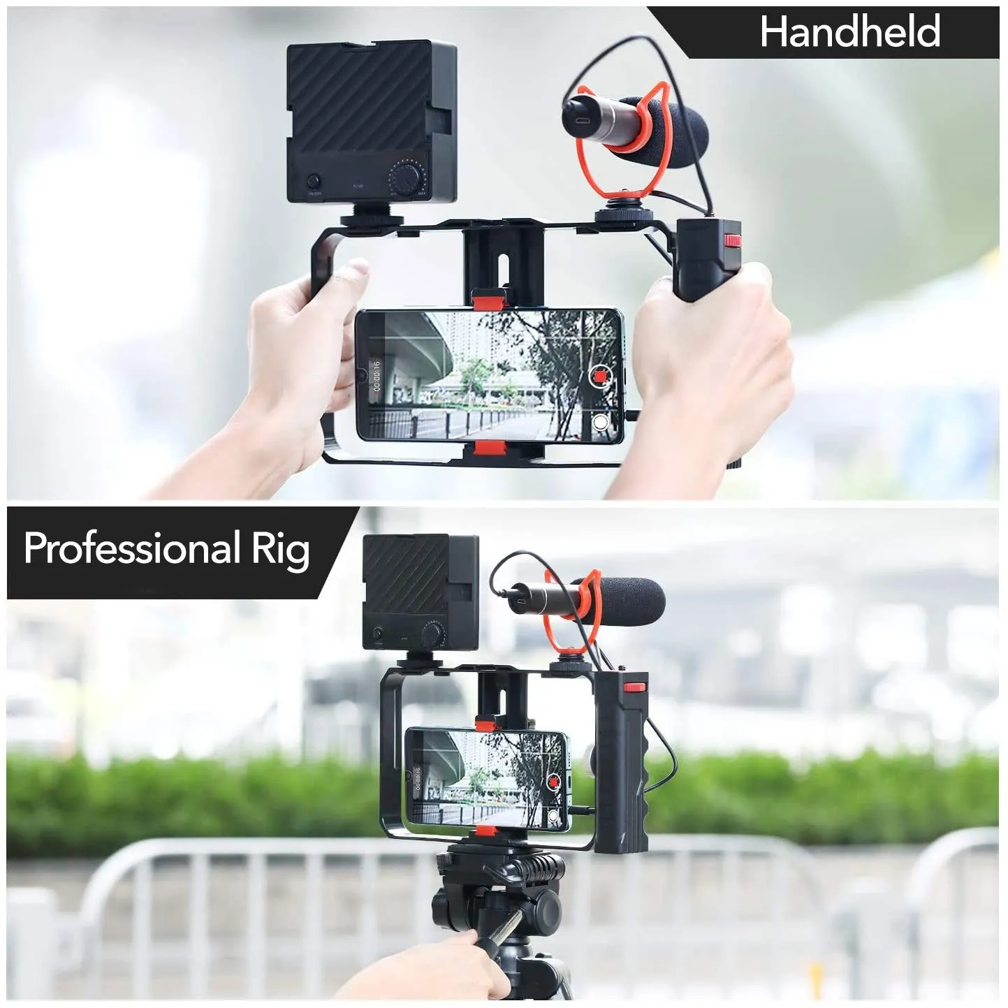 Universal Smartphone Cage Photo Video Rig with Hand Grip