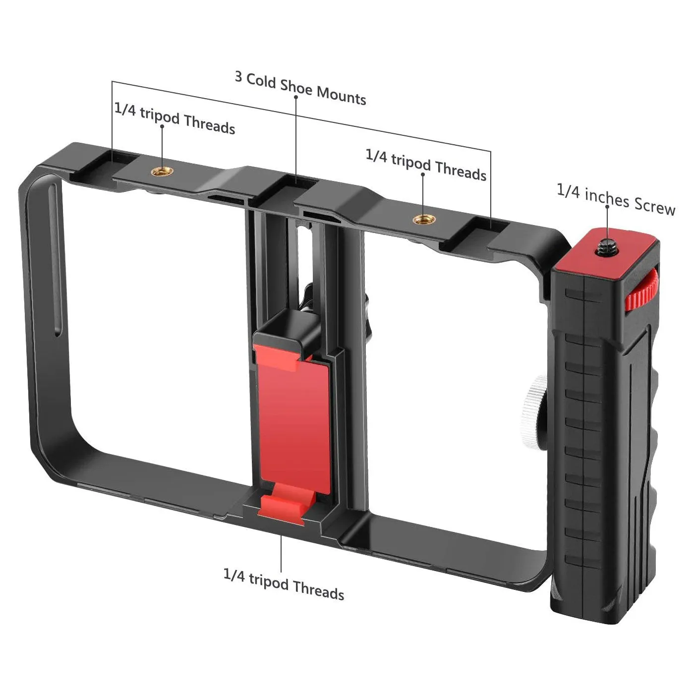 Universal Smartphone Cage Photo Video Rig with Hand Grip