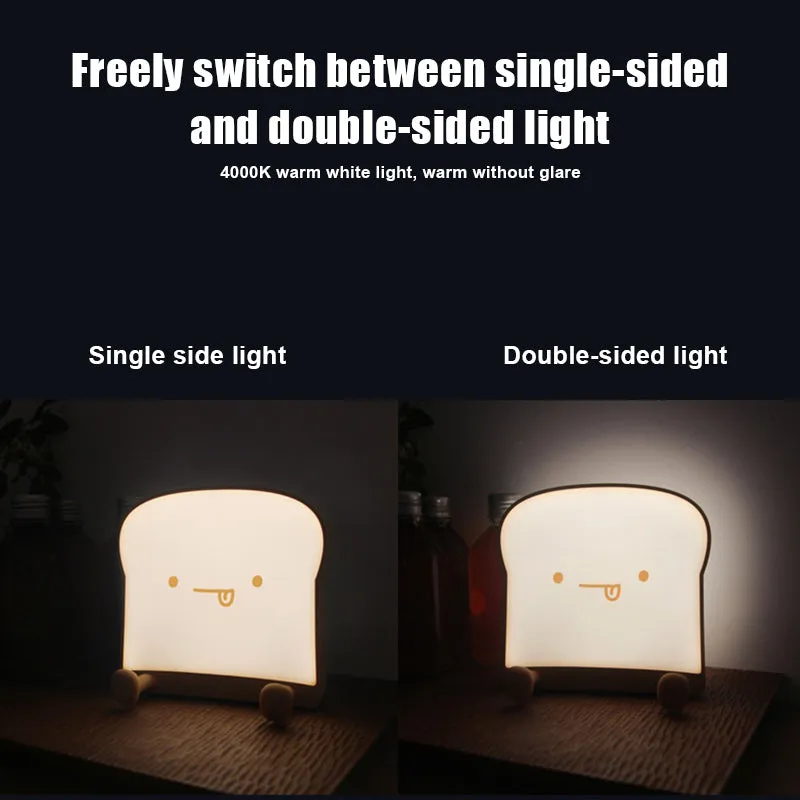 USB Bedroom Cute Charging Toast Night Light with Touch Sensor