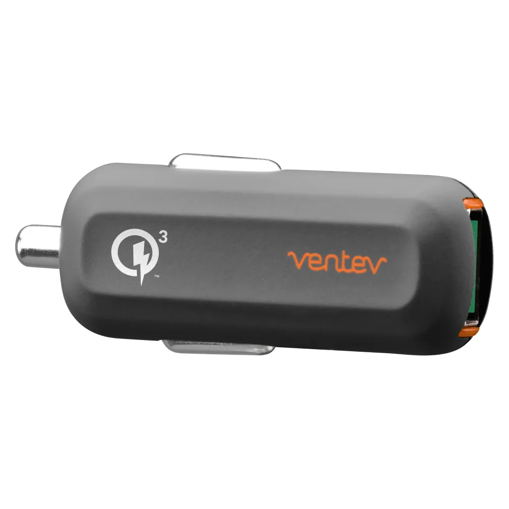 Ventev QC3.0 24W dashport rq1300 mini Car Charger and USB A to Micro USB Cable 3.3ft Gray by Ventev