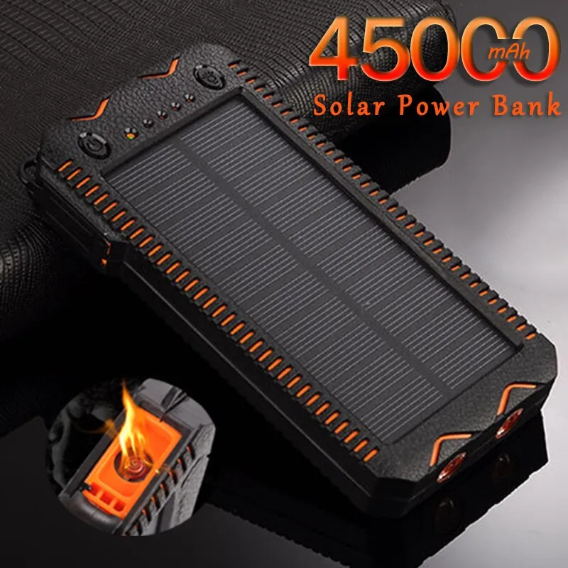 Waterproof Solar Power Bank Phone Cigarette Lighter Charger