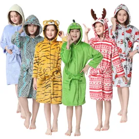 Winter Children's Bathrobe Cartoon Flannel Nightgown Teen Dressing Gown