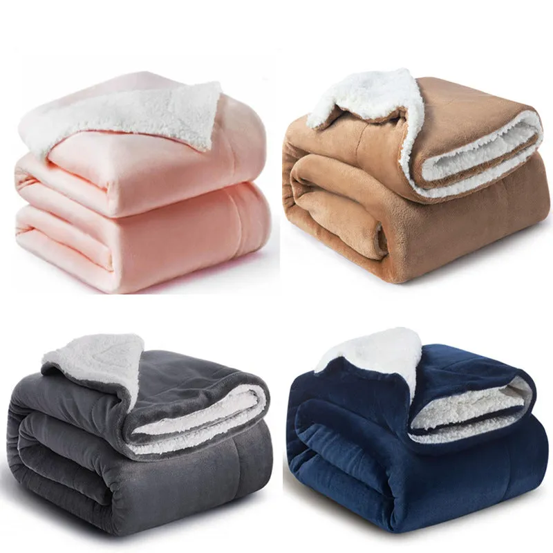 Winter Warm Thick Double Layer Plush Blanket For Chair Sofa