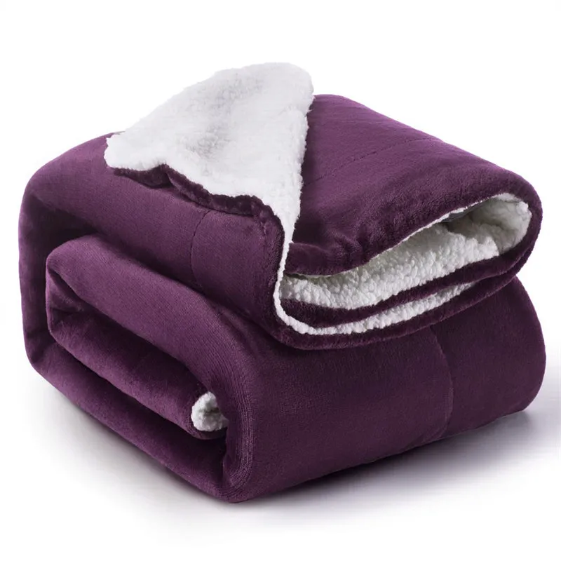 Winter Warm Thick Double Layer Plush Blanket For Chair Sofa