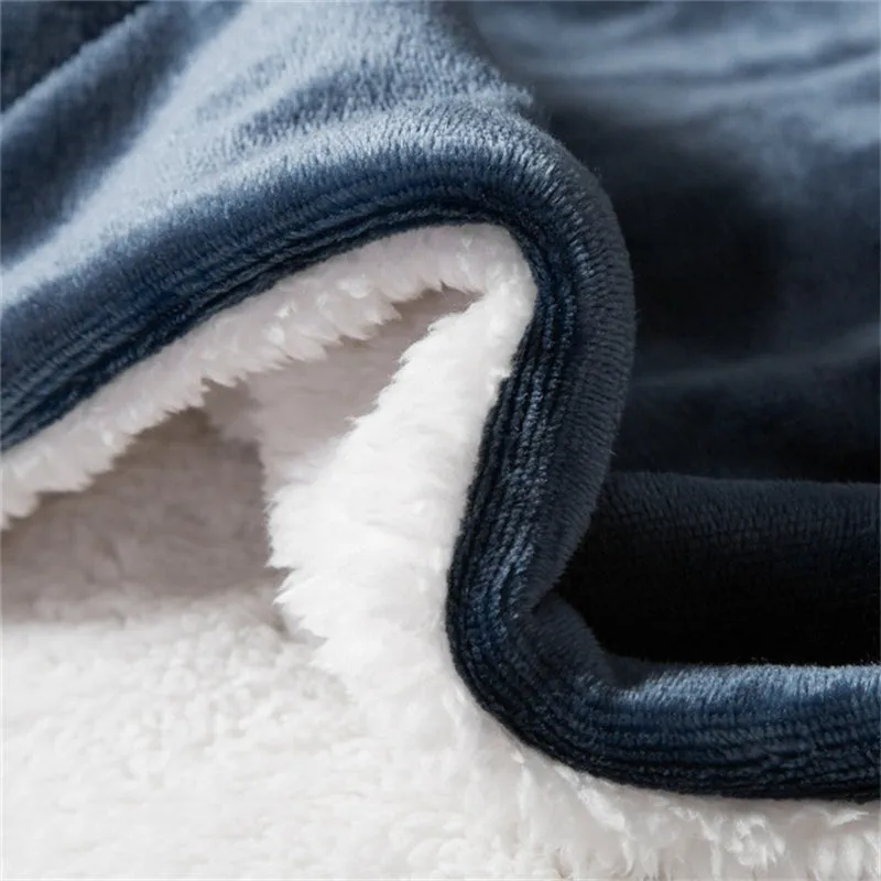 Winter Warm Thick Double Layer Plush Blanket For Chair Sofa