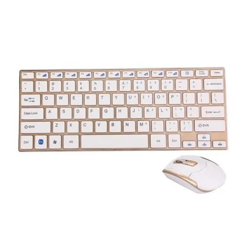 Wireless Keyboard and Mouse Combo Gold and White QK3940