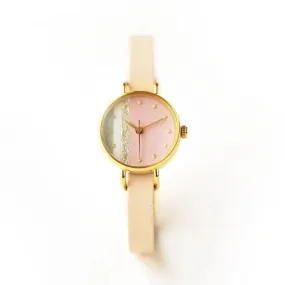 Women's Wristwatch - Fringed Pink Color, Japanese handmade wrist watch