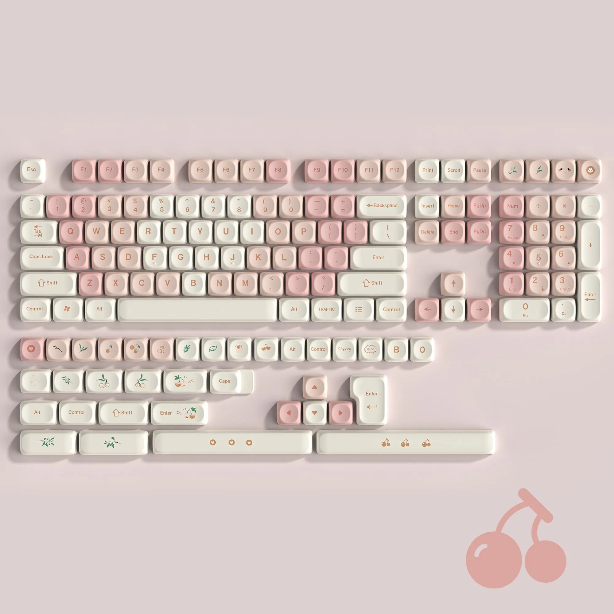 Womier Cherry Pudding 143-Key MOA Profile Dye-Sub PBT Keycap Set