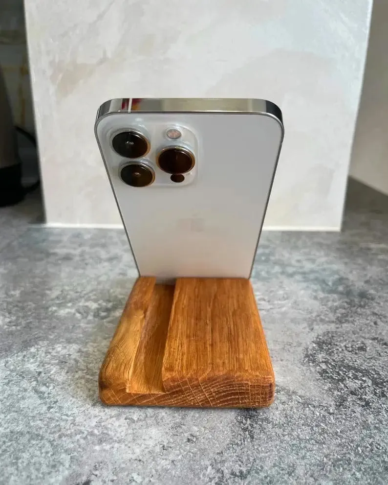 Wooden cell phone holder